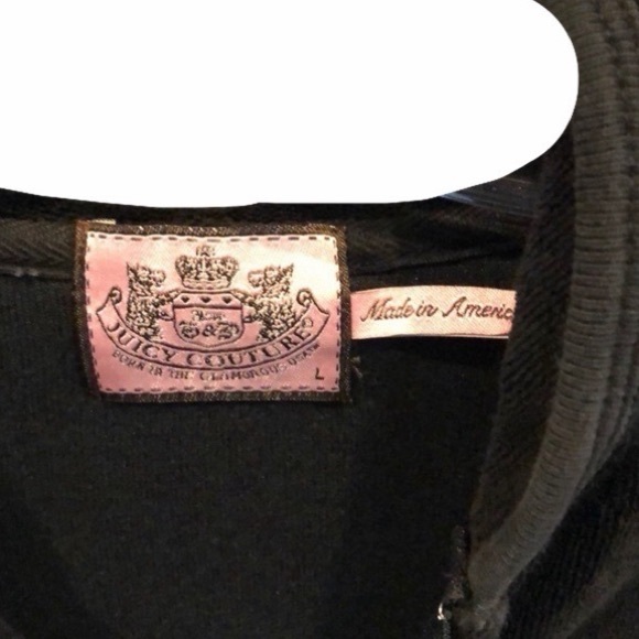 VTG Juicy Couture Black Terry cloth Zip-Up Hoodie - Picture 5 of 14